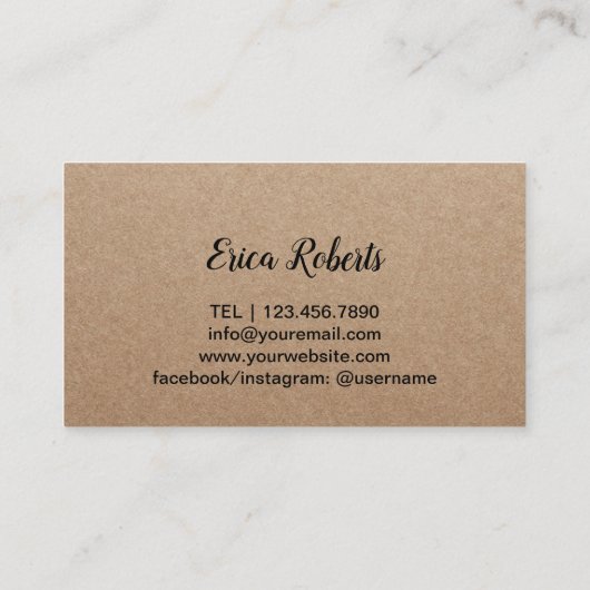 作家のエレガントな手書きの原稿素朴なクラフト 名刺 (裏面)