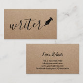 作家のエレガントな手書きの原稿素朴なクラフト 名刺 (正面/裏面)