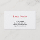 作家のカラー・バースト 名刺 (裏面)