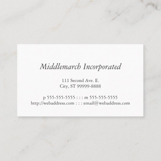 作家のカードインクおよびクイル 名刺 (裏面)