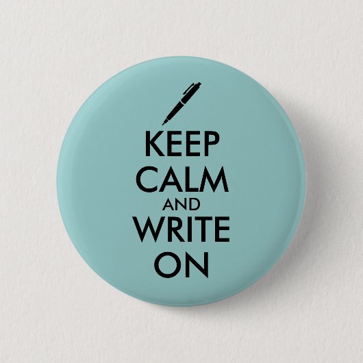 作家のギフトは平静を保ち、ペンのカスタムで書きます 缶バッジ (正面)