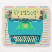 作家のタイプライターのかわいいレトロのモダンな水の青 マウスパッド (正面)