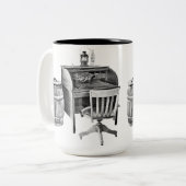 作家のパーチ – ライターズデスク – アンティークタイプライト ツートーンマグカップ (正面左)