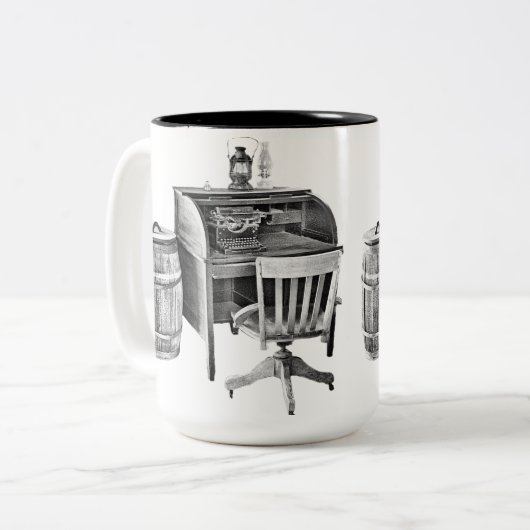 作家のパーチ – ライターズデスク – アンティークタイプライト ツートーンマグカップ (正面左)