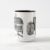 作家のパーチ – ライターズデスク – アンティークタイプライト ツートーンマグカップ (中央)