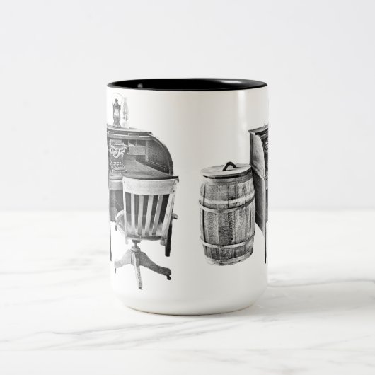 作家のパーチ – ライターズデスク – アンティークタイプライト ツートーンマグカップ (中央)