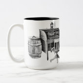 作家のパーチ – ライターズデスク – アンティークタイプライト ツートーンマグカップ (左)