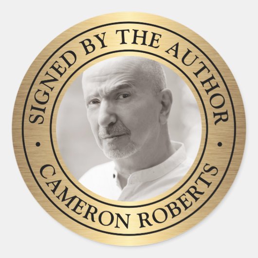 作家のフォトゴールデンカスタムグラデーションによって署名 ラウンドシール (正面)