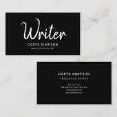 作家のブラシの手書きのフォントのシンプルの黒 名刺 (正面/裏面)