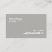 作家のモノグラムのシンプルで素朴な木製のヴィンテージ 名刺 (裏面)