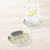 作家のライティングデスクのレトロのタイプライター コースター (側面)