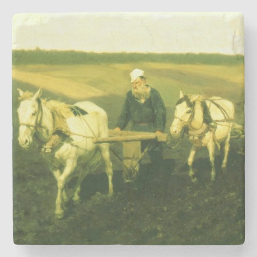 作家のレフNikolaevich Tolstoy ストーンコースター (正面)