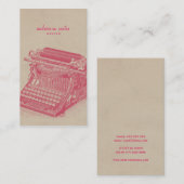 作家のヴィンテージのタイプライターのカッコいいのピンクのシンプルのモダン 名刺 (正面/裏面)