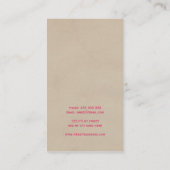 作家のヴィンテージのタイプライターのカッコいいのピンクのシンプルのモダン 名刺 (裏面)