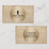 作家のヴィンテージの金ゴールドの円及び古い原稿 名刺 (正面/裏面)