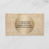 作家のヴィンテージの金ゴールドの円及び古い原稿 名刺 (裏面)