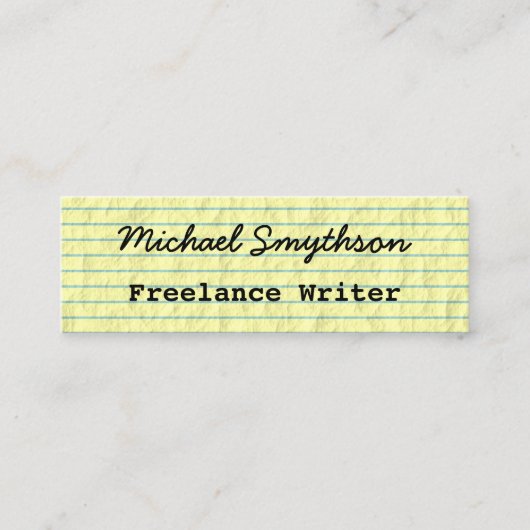作家の作家が黄色い線のついた紙 スキニー名刺 (正面)