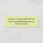 作家の作家が黄色い線のついた紙 スキニー名刺 (裏面)