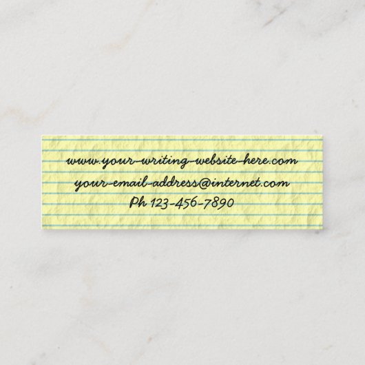 作家の作家が黄色い線のついた紙 スキニー名刺 (裏面)