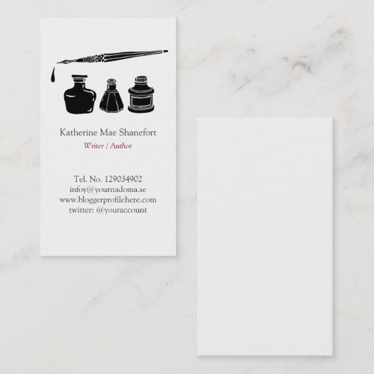 作家の作家のエレガントな専門のミニマリスト 名刺 (正面/裏面)