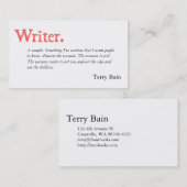 作家の作家のシンプルの単語 名刺 (正面/裏面)