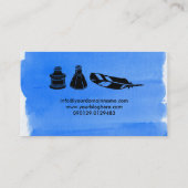 作家の作家の万年筆のクイル編集者の青 名刺 (裏面)