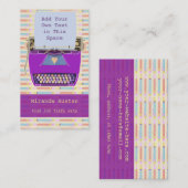 作家の作家の紫色のレトロのタイプライターのモダン 名刺 (正面/裏面)