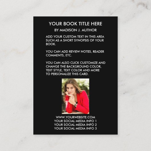 作家の作家の表紙大きい|の作家の写真の背部 名刺 (裏面)