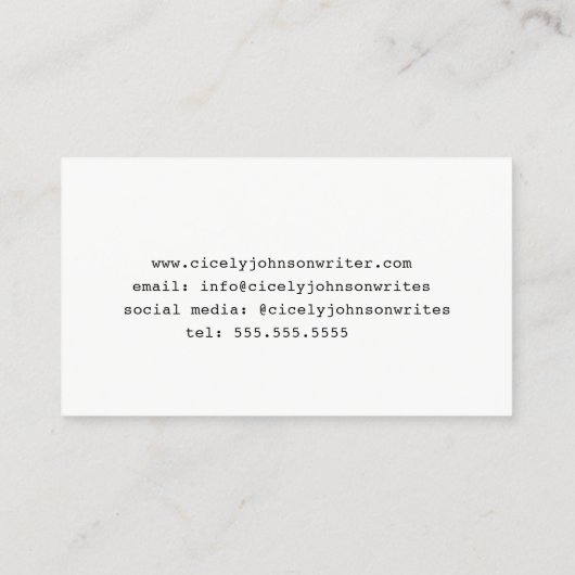 作家の作家の詩人のブロガーのレトロのタイプライター 名刺 (裏面)