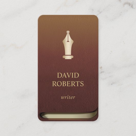 作家の作家の金ゴールドのペンのロゴのプロフェッショナルの本 名刺 (正面)