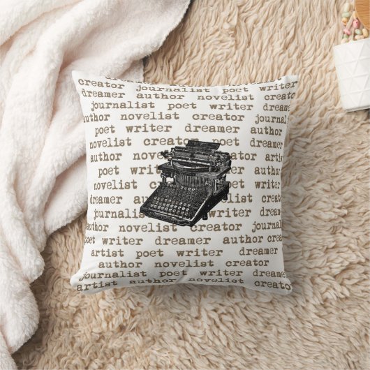 作家の創作者のヴィンテージのタイプライターの枕 クッション (ブランケット)
