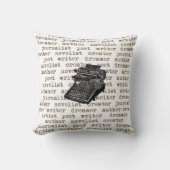 作家の創作者のヴィンテージのタイプライターの枕 クッション (正面)