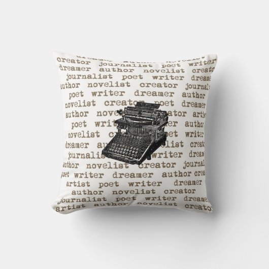 作家の創作者のヴィンテージのタイプライターの枕 クッション (正面)
