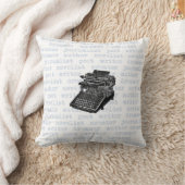 作家の創作者の青いヴィンテージのタイプライターの枕 クッション (ブランケット)