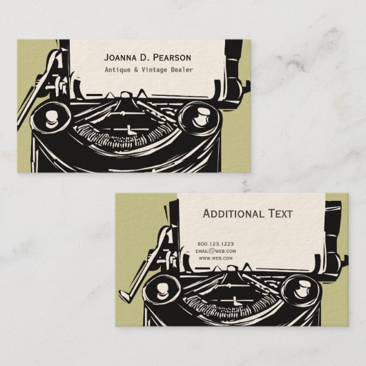 作家の夢。 ヴィンテージの版画家のタイプライター 名刺 (正面/裏面)