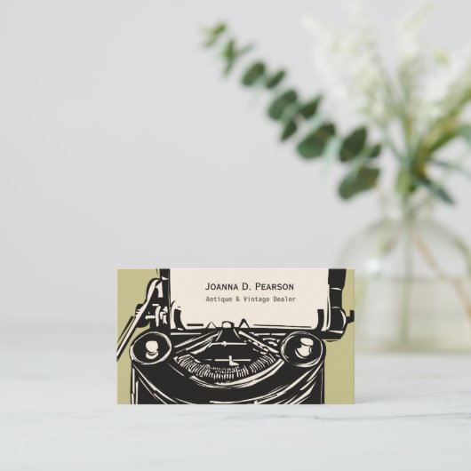 作家の夢。 ヴィンテージの版画家のタイプライター 名刺 (スタンド正面)