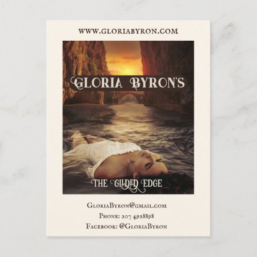 作家の宣伝材料の金箔エッジ インビテーションポストカード (正面)