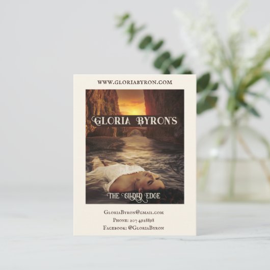 作家の宣伝材料の金箔エッジ インビテーションポストカード (スタンド正面)