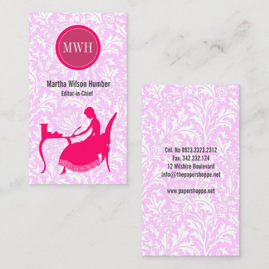 作家の小説家の作家の編集者のヴィンテージの上品 名刺 (正面/裏面)