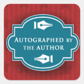 作家の正方形の光沢のあるステッカーによってサインされる スクエアシール (正面)