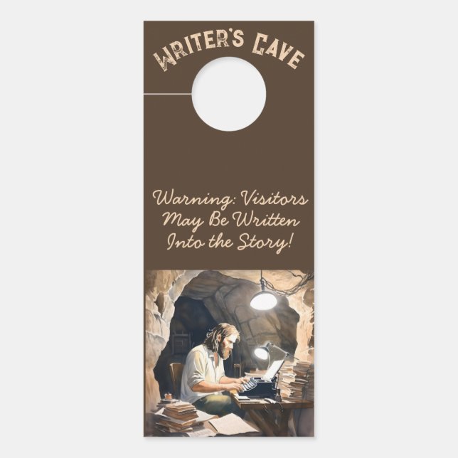 作家の洞窟の男の扉の看板 ドアノブサイン (正面)