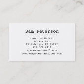 作家の白黒ヴィンテージのタイプライターの文字 名刺 (裏面)