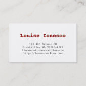 作家の白黒 名刺 (裏面)