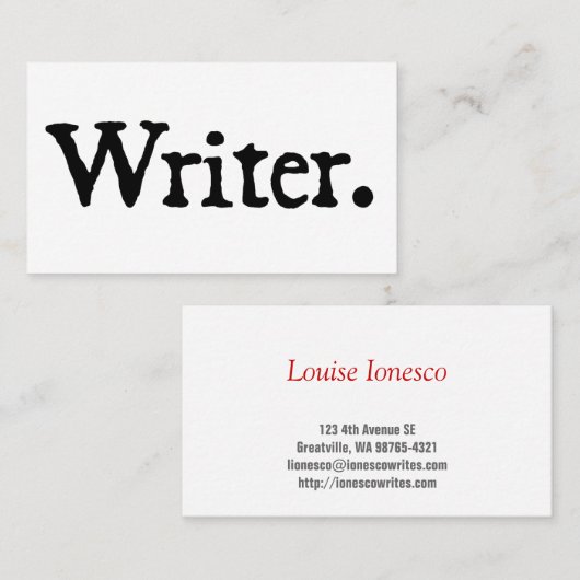 作家の白黒 名刺 (正面/裏面)