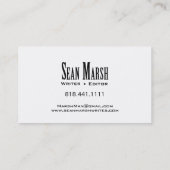 作家の編集者5のスタイリッシュで創造的な校正係 名刺 (裏面)