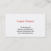 作家の赤 名刺 (裏面)