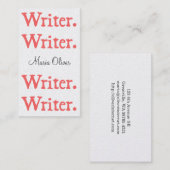 作家の4積み重ねのサーモンピンクの白 名刺 (正面/裏面)