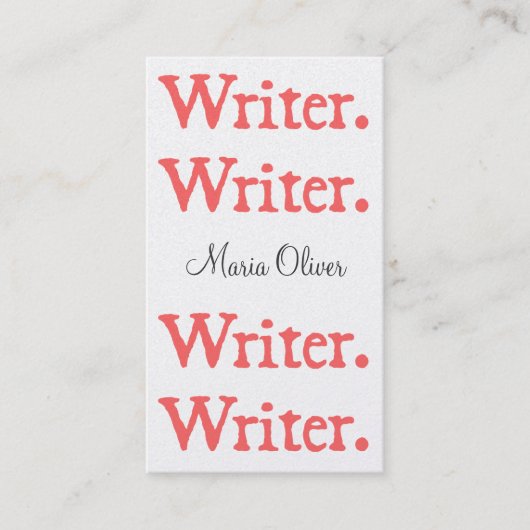 作家の4積み重ねのサーモンピンクの白 名刺 (正面)