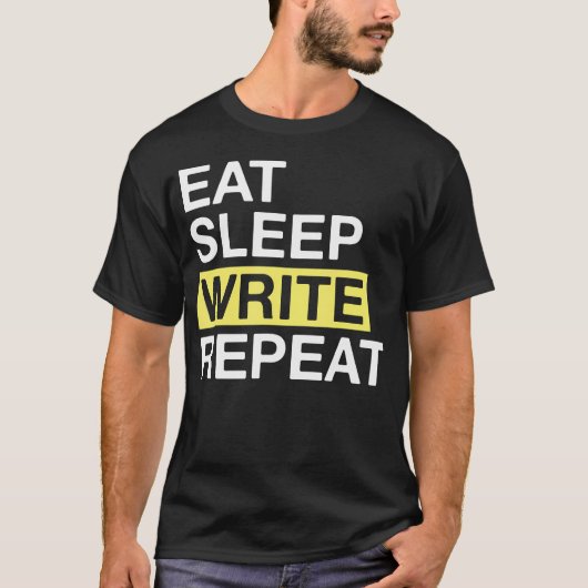 作家は食べる寝る書く繰り返す著者 Tシャツ (正面)