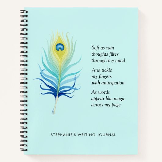 作家やる気を起こさせるのための詩ピーコッククイルペン ノートブック (正面)